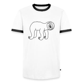 Paresseux fatigué couché pendu - T-shirt contrasté Homme - blanc/noir - Devant - AI Model Female 172 light (172cm) & AI Model Male 178 dark (178cm)