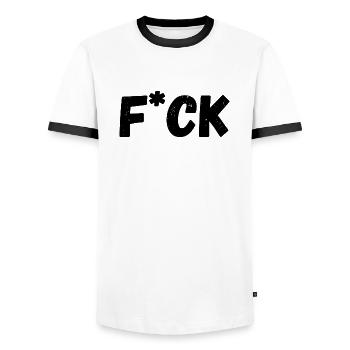 Fuck - Men's Ringer Shirt - white/black - Front - AI Model Female 172 light (172cm) & AI Model Male 178 dark (178cm)