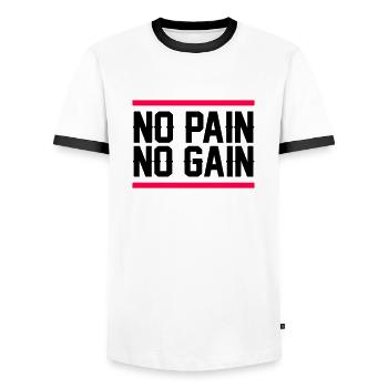 no pain no gain - Men's Ringer Shirt - white/black - Front - AI Model Female 172 light (172cm) & AI Model Male 178 dark (178cm)