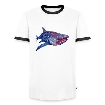 A whale shark is the largest living fish - Men's Ringer Shirt - white/black - Front - AI Model Female 172 light (172cm) & AI Model Male 178 dark (178cm)