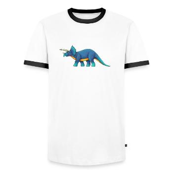 Triceratops - Men's Ringer Shirt - white/black - Front - AI Model Female 172 light (172cm) & AI Model Male 178 dark (178cm)