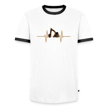 Battement de cœur avec pelle - T-shirt contrasté Homme - blanc/noir - Devant - AI Model Female 172 light (172cm) & AI Model Male 178 dark (178cm)