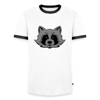 Raccoon Comic - Men's Ringer Shirt - white/black - Front - AI Model Female 172 light (172cm) & AI Model Male 178 dark (178cm)