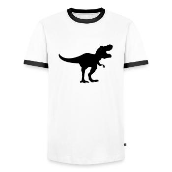 Dinosaur Trex - Men's Ringer Shirt - white/black - Front - AI Model Female 172 light (172cm) & AI Model Male 178 dark (178cm)