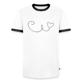 Ligne de balançoire en forme de cœur - T-shirt contrasté Homme - blanc/noir - Devant - AI Model Female 172 light (172cm) & AI Model Male 178 dark (178cm)