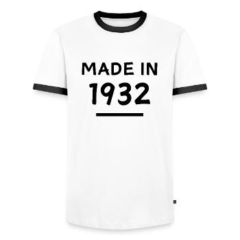 Fabriqué en 1932 - Année de naissance / Anniversaire - T-shirt contrasté Homme - blanc/noir - Devant - AI Model Female 172 light (172cm) & AI Model Male 178 dark (178cm)