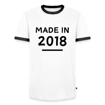Made in 2018 - Geburtsjahr / Geburtstag - Männer Kontrast-T-Shirt - Weiß/Schwarz - Vorne - AI Model Female 172 light (172cm) & AI Model Male 178 dark (178cm)