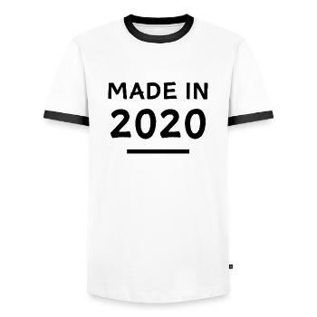 Fabriqué en 2020 - Année de naissance / Anniversaire - T-shirt contrasté Homme - blanc/noir - Devant - AI Model Female 172 light (172cm) & AI Model Male 178 dark (178cm)
