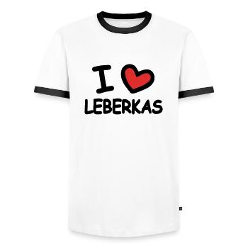 I Love Leberkas - Men's Ringer Shirt - white/black - Front - AI Model Female 172 light (172cm) & AI Model Male 178 dark (178cm)