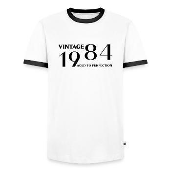 Jahrgang 1984 bis zur Perfektion gereift - Männer Kontrast-T-Shirt - Weiß/Schwarz - Vorne - AI Model Female 172 light (172cm) & AI Model Male 178 dark (178cm)