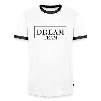 Dream Team - Männer Kontrast-T-Shirt - Weiß/Schwarz - Vorne - AI Model Female 172 light (172cm) & AI Model Male 178 dark (178cm)