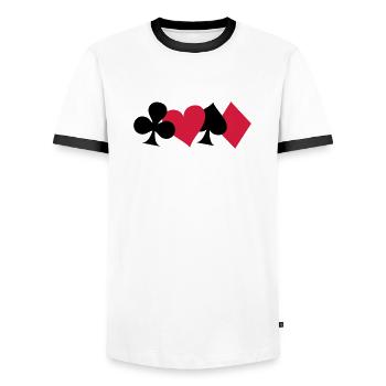 Poker, skat, jeu de cartes - T-shirt contrasté Homme - blanc/noir - Devant - AI Model Female 172 light (172cm) & AI Model Male 178 dark (178cm)