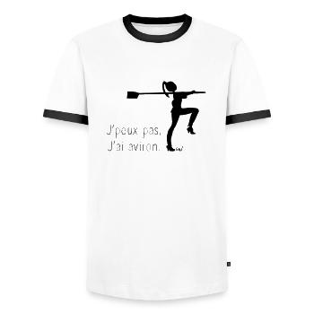 J'peux pas j'ai aviron - T-shirt contrasté Homme - blanc/noir - Devant - AI Model Female 172 light (172cm) & AI Model Male 178 dark (178cm)