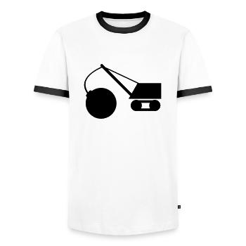 abrissbirne_1c - Men's Ringer Shirt - white/black - Front - AI Model Female 172 light (172cm) & AI Model Male 178 dark (178cm)