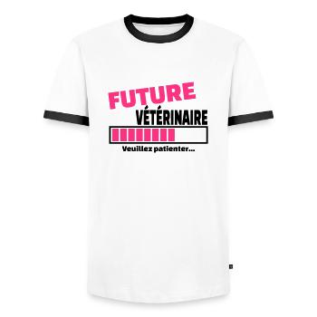 future vétérinaire - T-shirt contrasté Homme - blanc/noir - Devant - AI Model Female 172 light (172cm) & AI Model Male 178 dark (178cm)