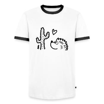 Igel in love - Männer Kontrast-T-Shirt - Weiß/Schwarz - Vorne - AI Model Female 172 light (172cm) & AI Model Male 178 dark (178cm)