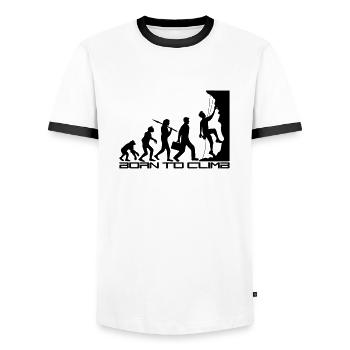 born to climb evolution evolution born steep - Men's Ringer Shirt - white/black - Front - AI Model Female 172 light (172cm) & AI Model Male 178 dark (178cm)