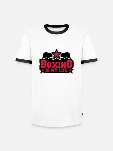 boxing_is_my_life_c2 - Männer Kontrast-T-Shirt - Weiß/Schwarz