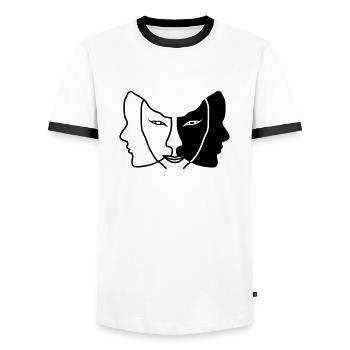 light dark face mask gemini - Men's Ringer Shirt - white/black - Front - AI Model Female 172 light (172cm) & AI Model Male 178 dark (178cm)