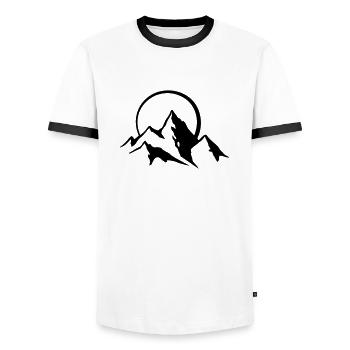 bergpanorama_4 - Männer Kontrast-T-Shirt - Weiß/Schwarz - Vorne - AI Model Female 172 light (172cm) & AI Model Male 178 dark (178cm)