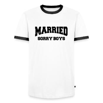 Married - Sorry boys! - T-shirt contrasté Homme - blanc/noir - Devant - AI Model Female 172 light (172cm) & AI Model Male 178 dark (178cm)