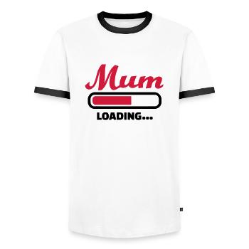 Mum - Men's Ringer Shirt - white/black - Front - AI Model Female 172 light (172cm) & AI Model Male 178 dark (178cm)