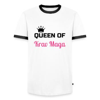 Krav Maga / Krav-Maga / Kampfkunst / Martial Art - Men's Ringer Shirt - white/black - Front - AI Model Female 172 light (172cm) & AI Model Male 178 dark (178cm)