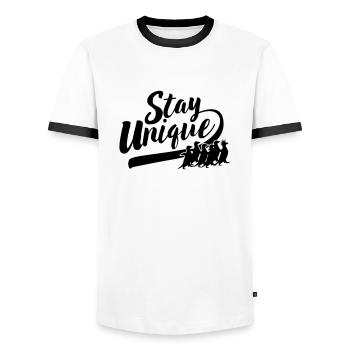 Stay Unique Penguin Punk - Men's Ringer Shirt - white/black - Front - AI Model Female 172 light (172cm) & AI Model Male 178 dark (178cm)