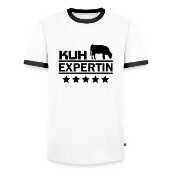kuh experte - Männer Kontrast-T-Shirt - Weiß/Schwarz - Vorne - AI Model Female 172 light (172cm) & AI Model Male 178 dark (178cm)