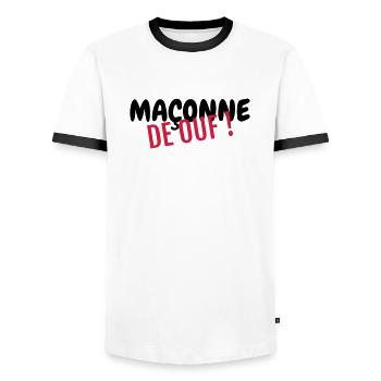 Maurer / Mauerwerk / Bau / Hersteller - Männer Kontrast-T-Shirt - Weiß/Schwarz - Vorne - AI Model Female 172 light (172cm) & AI Model Male 178 dark (178cm)