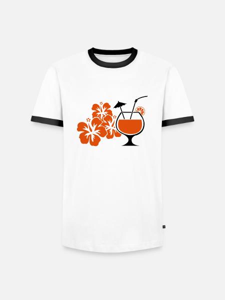 hawaii_blumen_cocktail - T-shirt contrasté Homme - blanc/noir
