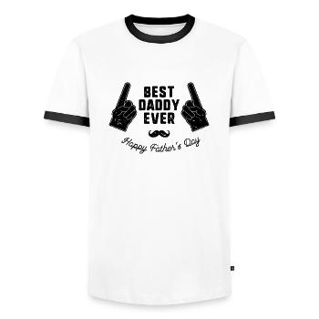 Best Daddy Ever Black - Men's Ringer Shirt - white/black - Front - AI Model Female 172 light (172cm) & AI Model Male 178 dark (178cm)