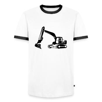 Bagger - Männer Kontrast-T-Shirt - Weiß/Schwarz - Vorne - AI Model Female 172 light (172cm) & AI Model Male 178 dark (178cm)