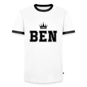 Ben - Männer Kontrast-T-Shirt - Weiß/Schwarz - Vorne - AI Model Female 172 light (172cm) & AI Model Male 178 dark (178cm)