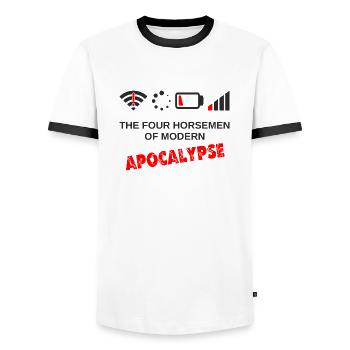 Vier Reiter der Modernen Apokalypse Gaming Nerd - Männer Kontrast-T-Shirt - Weiß/Schwarz - Vorne - AI Model Female 172 light (172cm) & AI Model Male 178 dark (178cm)