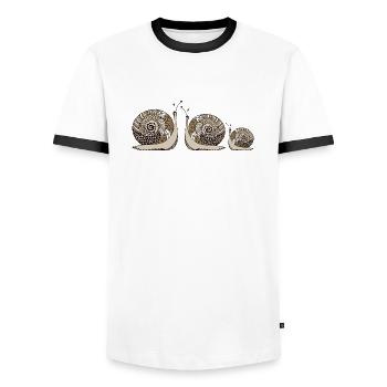 Schnecken - Männer Kontrast-T-Shirt - Weiß/Schwarz - Vorne - AI Model Female 172 light (172cm) & AI Model Male 178 dark (178cm)