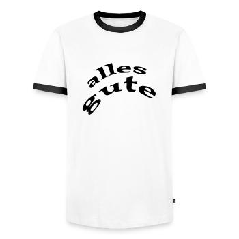 alles gute - Männer Kontrast-T-Shirt - Weiß/Schwarz - Vorne - AI Model Female 172 light (172cm) & AI Model Male 178 dark (178cm)