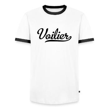 Sailing ship - Men's Ringer Shirt - white/black - Front - AI Model Female 172 light (172cm) & AI Model Male 178 dark (178cm)