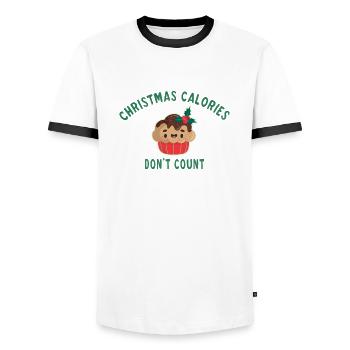 Christmas calories don't count - T-shirt contrasté Homme - blanc/noir - Devant - AI Model Female 172 light (172cm) & AI Model Male 178 dark (178cm)