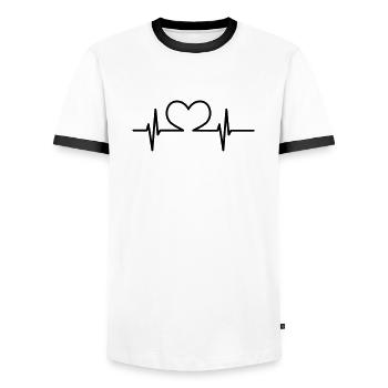 Battement - T-shirt contrasté Homme - blanc/noir - Devant - AI Model Female 172 light (172cm) & AI Model Male 178 dark (178cm)