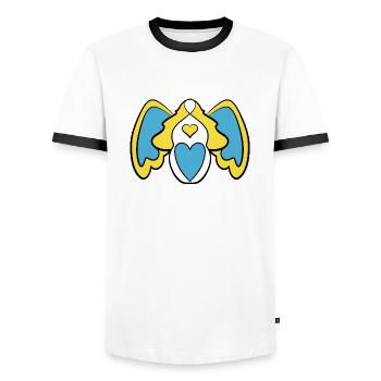 Ange de la paix - T-shirt contrasté Homme - blanc/noir - Devant - AI Model Female 172 light (172cm) & AI Model Male 178 dark (178cm)