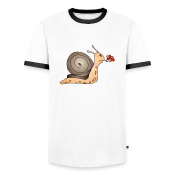 Escargot - T-shirt contrasté Homme - blanc/noir - Devant - AI Model Female 172 light (172cm) & AI Model Male 178 dark (178cm)