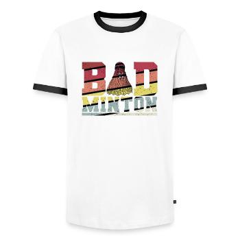 Badminton Player Sport Badminton I Gift - Men's Ringer Shirt - white/black - Front - AI Model Female 172 light (172cm) & AI Model Male 178 dark (178cm)