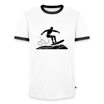 Wake board - Men's Ringer Shirt - white/black - Front - AI Model Female 172 light (172cm) & AI Model Male 178 dark (178cm)