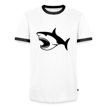 Requin - T-shirt contrasté Homme - blanc/noir - Devant - AI Model Female 172 light (172cm) & AI Model Male 178 dark (178cm)