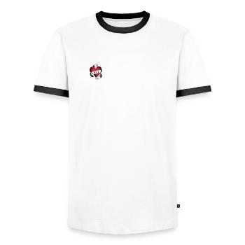 Vintage I Love My Hot Girlfriend - Stay Away - Men's Ringer Shirt - white/black - Front - AI Model Female 172 light (172cm) & AI Model Male 178 dark (178cm)