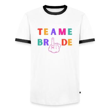 Team bride - annulaire de la mariée - T-shirt contrasté Homme - blanc/noir - Devant - AI Model Female 172 light (172cm) & AI Model Male 178 dark (178cm)