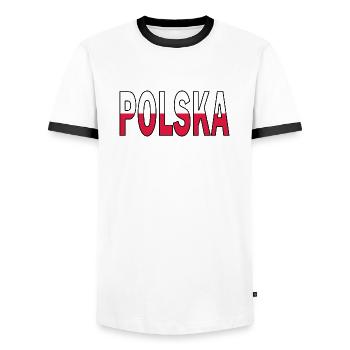 Poland in national colours - Men's Ringer Shirt - white/black - Front - AI Model Female 172 light (172cm) & AI Model Male 178 dark (178cm)