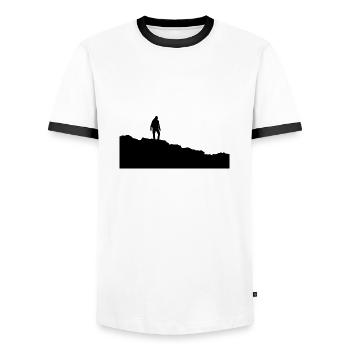 silhouette d’un erre au sommet de la montagne - T-shirt contrasté Homme - blanc/noir - Devant - AI Model Female 172 light (172cm) & AI Model Male 178 dark (178cm)