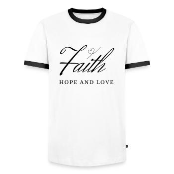 Foi - T-shirt contrasté Homme - blanc/noir - Devant - AI Model Female 172 light (172cm) & AI Model Male 178 dark (178cm)
